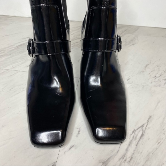 Sam Edelman Suzette Black Patent Chelsea Heeled Bootie 9M - Picture 10 of 14